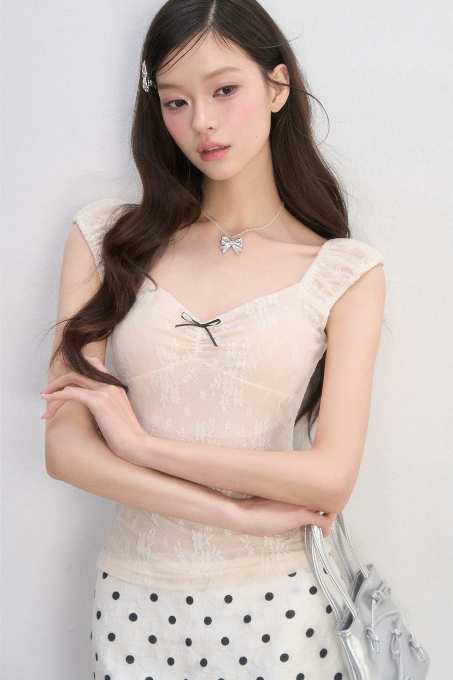 레이스 하트 모양 칼라 캐미솔