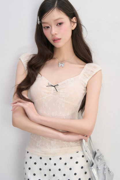 레이스 하트 모양 칼라 캐미솔