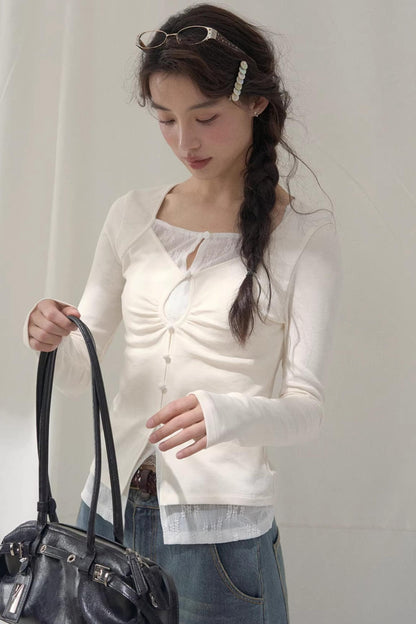 Seashell Lace Layered Top