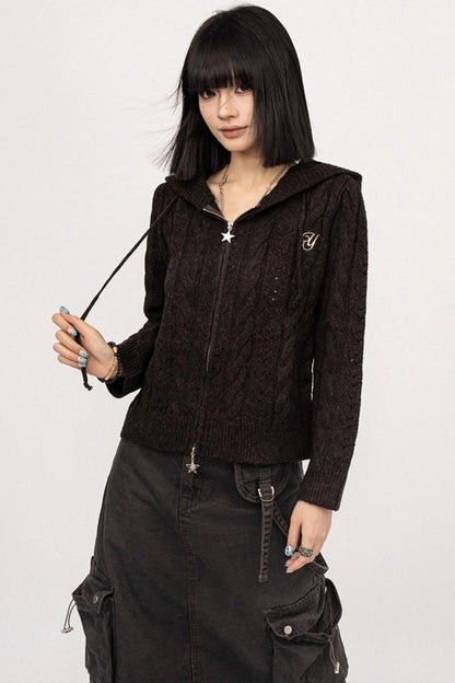 American Spice Hooded Zipper Cardigan