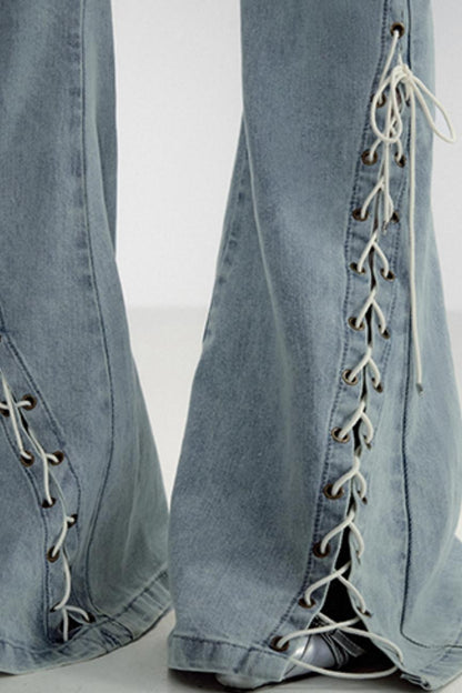 SMOKY WASHED ROPE FLARED JEANS