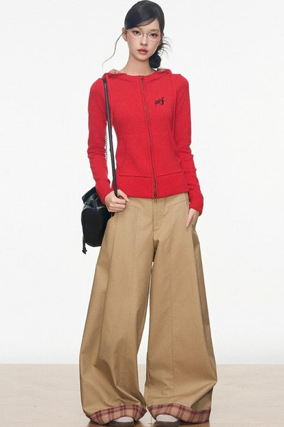 Zipper Sweater With Trousers Set-Up