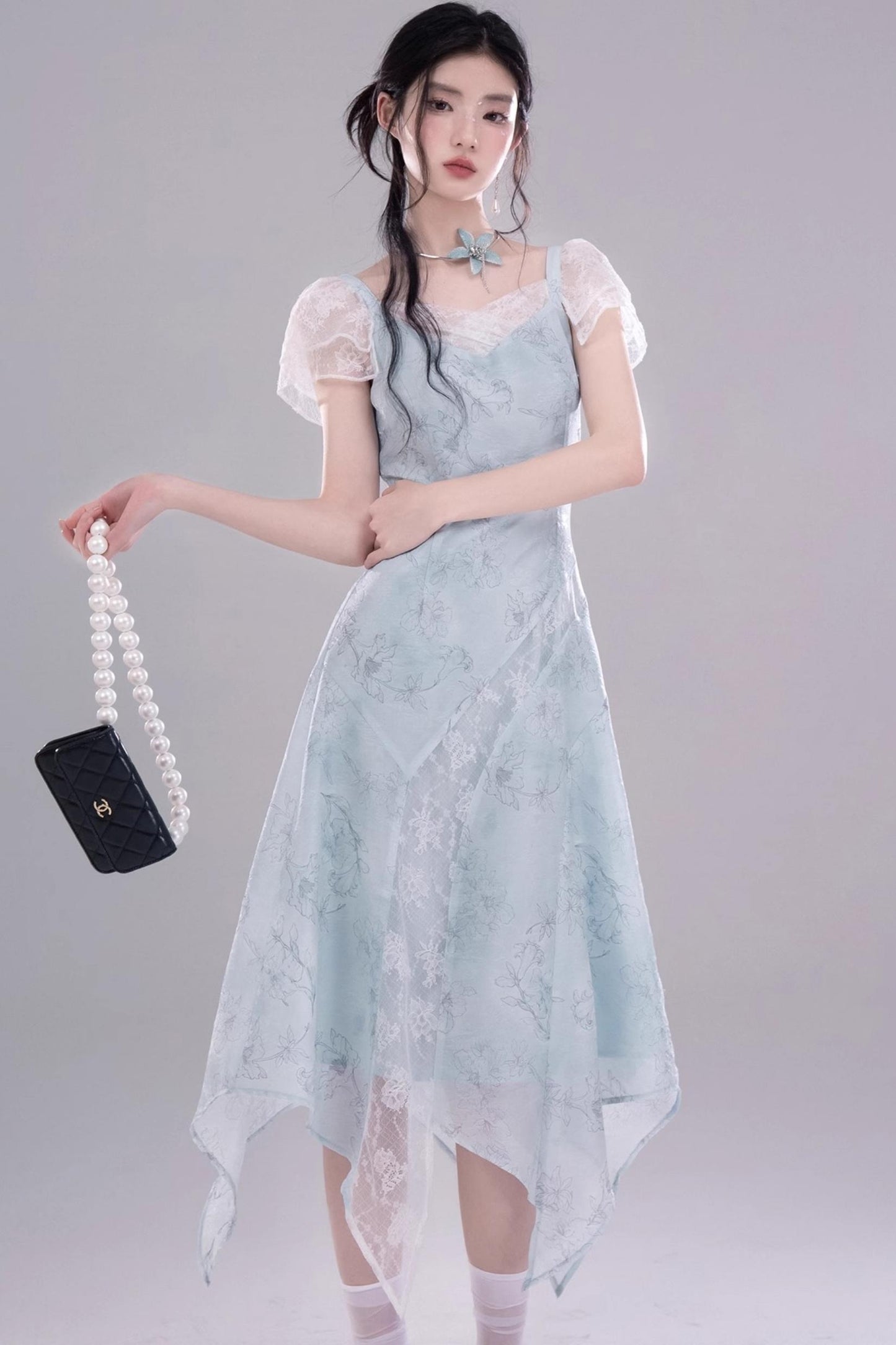 Frosty Green Lace Dress