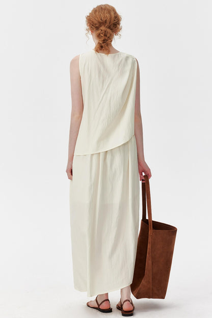 Textured Knot Vest & Skirt Set