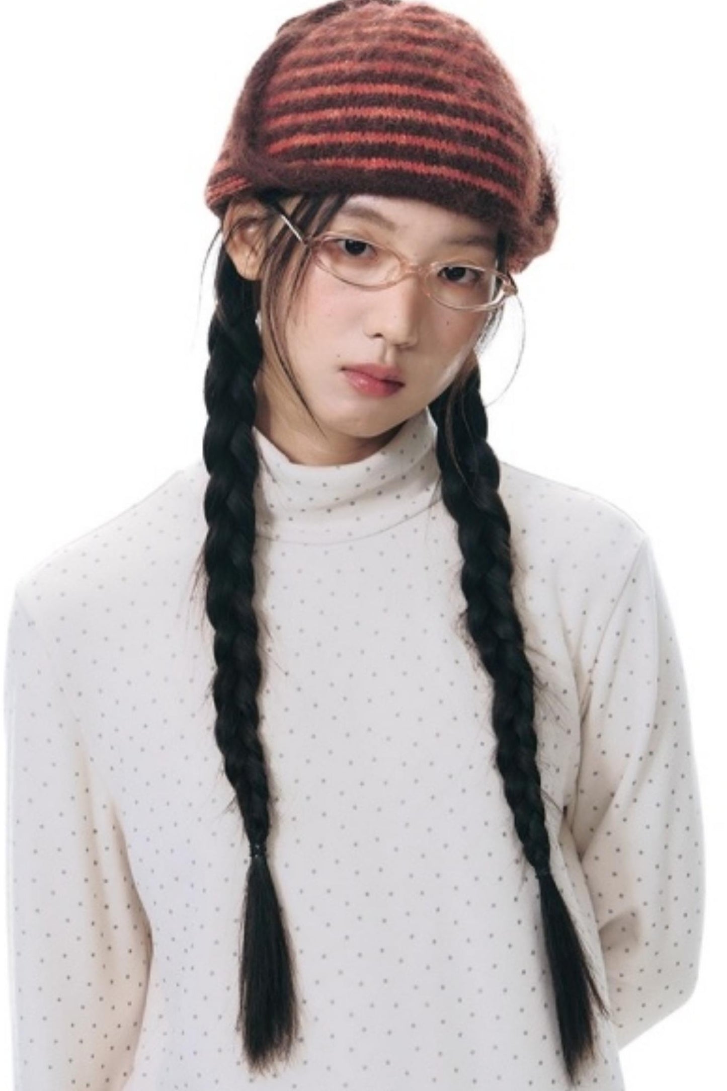 Star Brushed Turtleneck Long-Sleeved Top