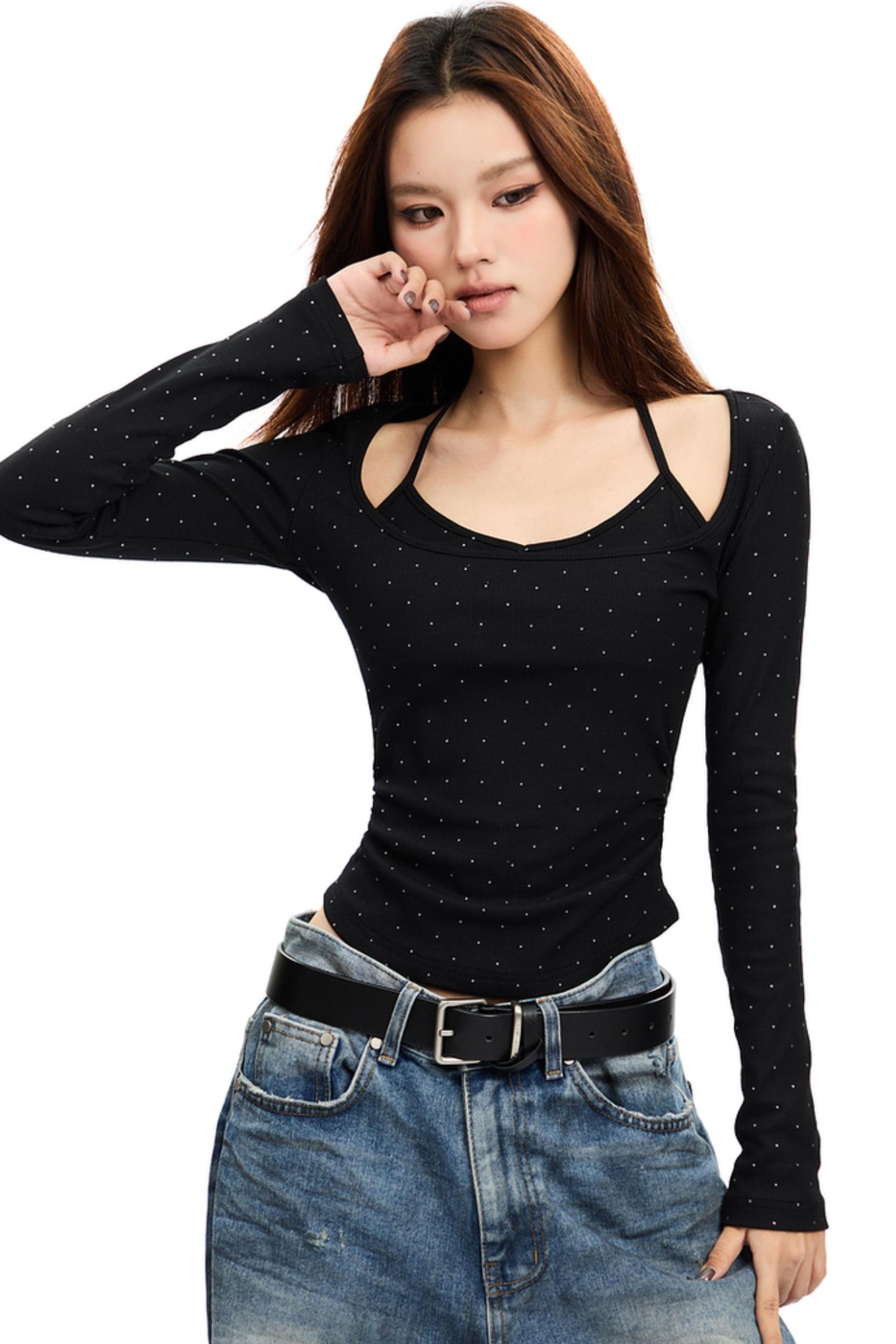 Vintage Diamond Halterneck Slim Fit Knit Top