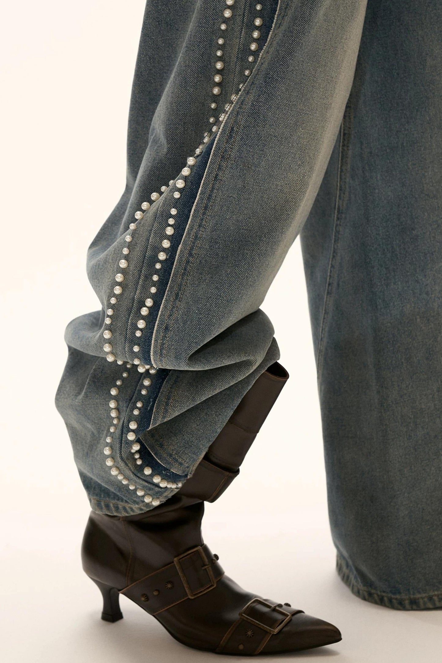 Beaded Retro Washed Jeans