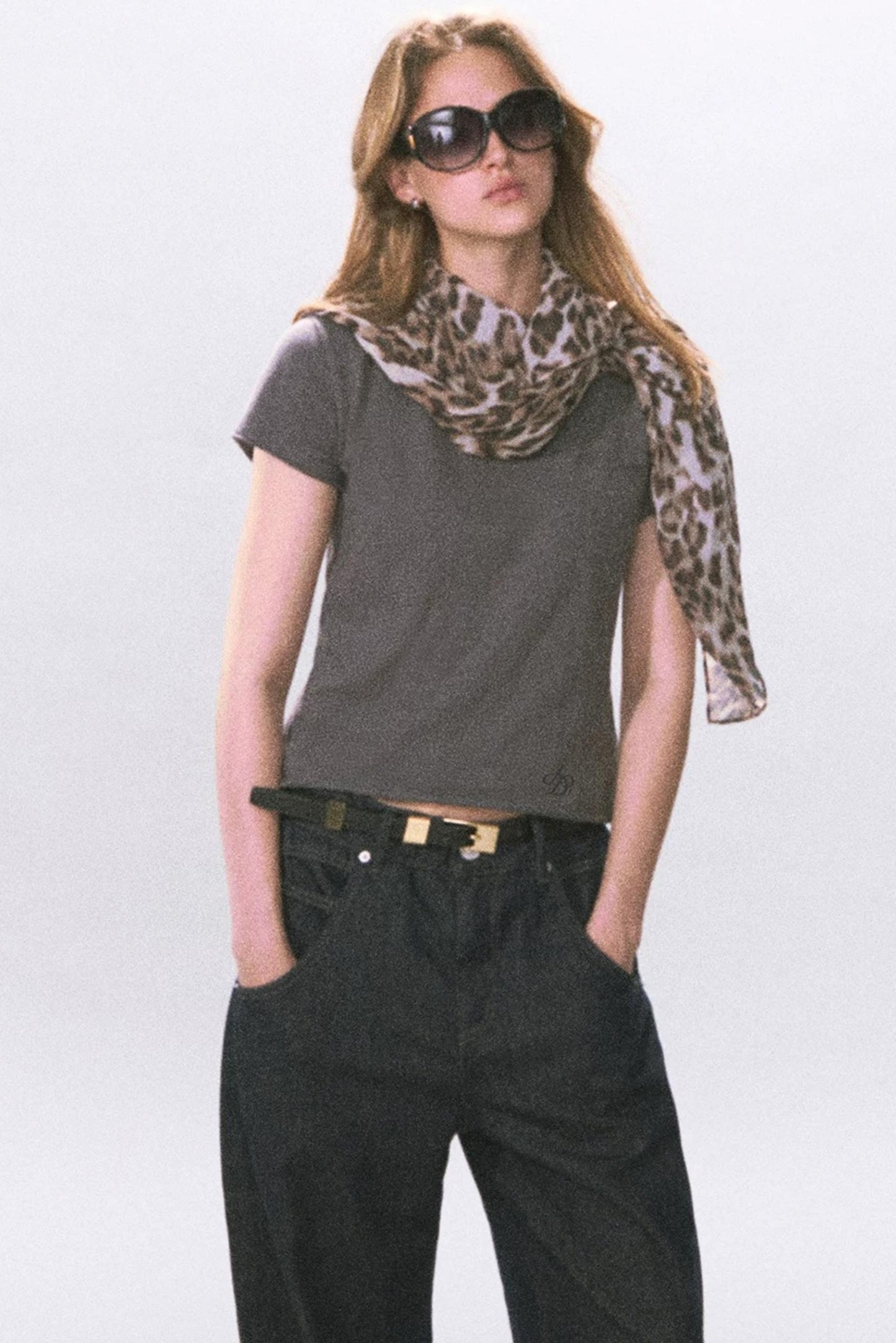 Solid Color Rolled Hem T-Shirt