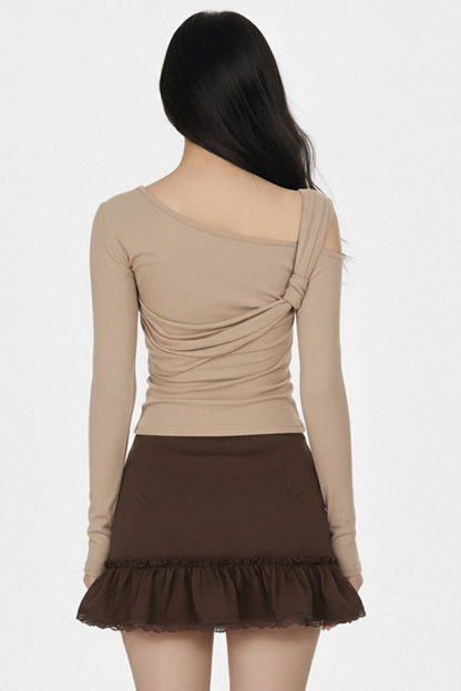 Asymmetrical Off-Shoulder Knitted Top