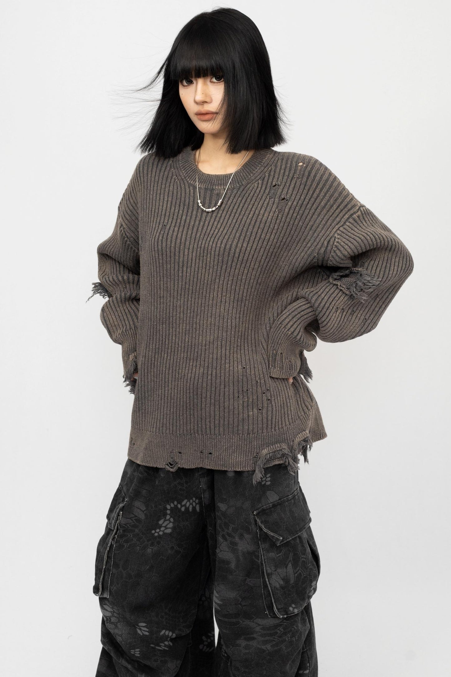 Vintage Distressed Black Sweater