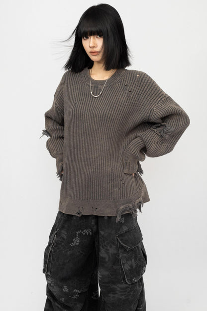 Vintage Distressed Black Sweater