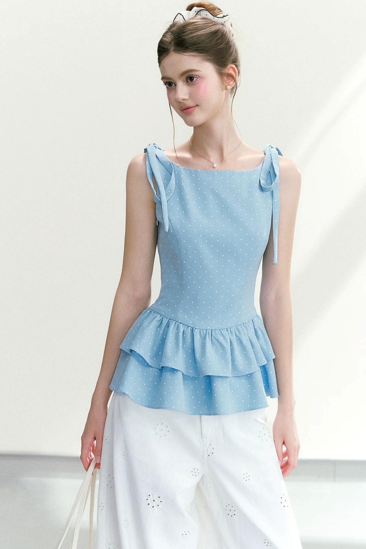 Polka Dot Ruffle Camisole Top