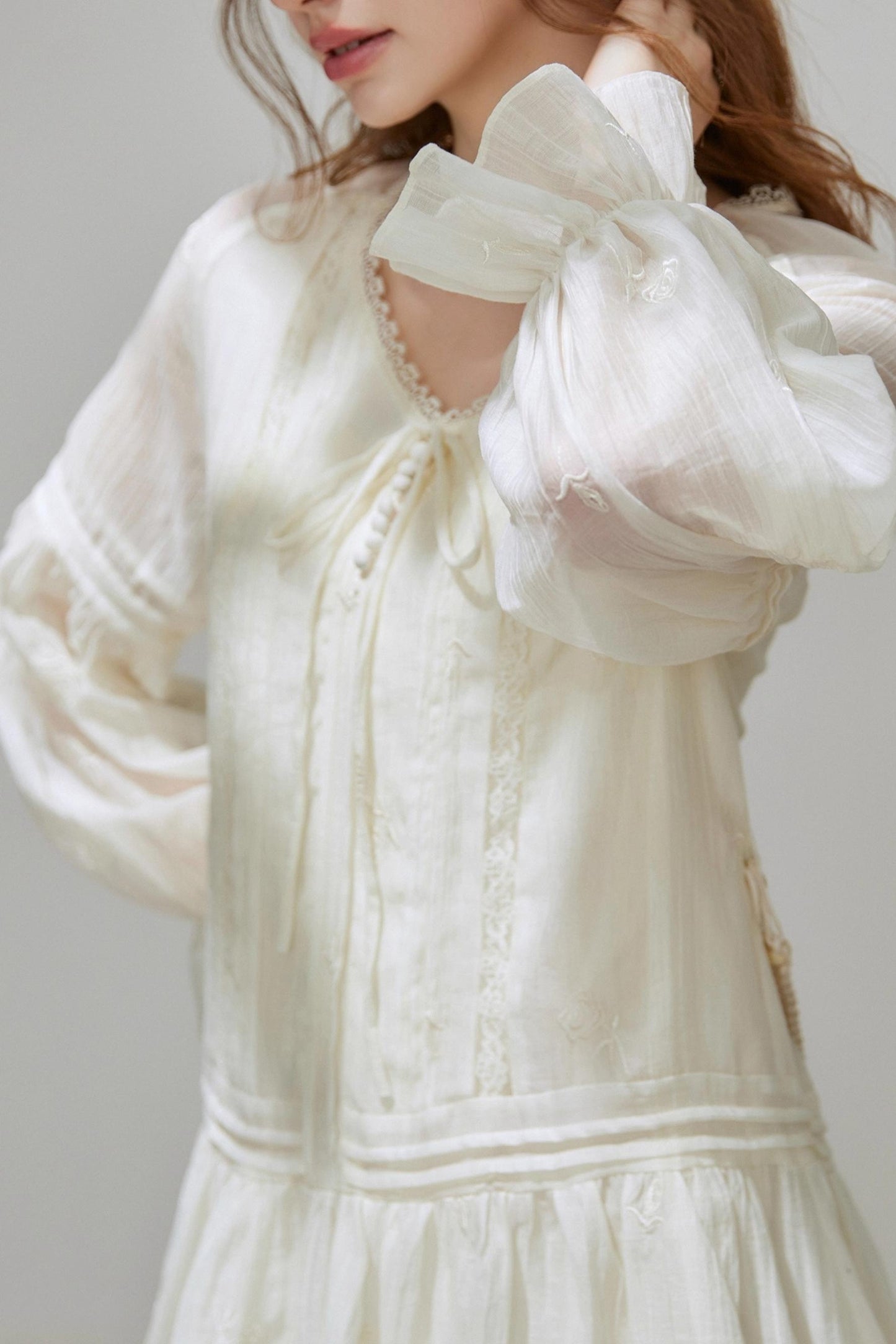 Lyocell Tencel V-Neck A-Line Short Dress