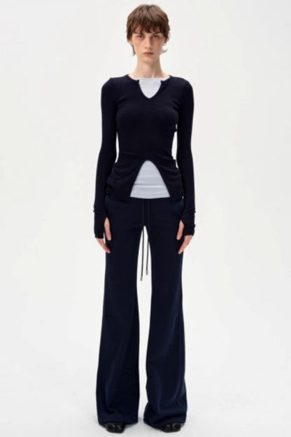 V-Neck Slim Fit Panel Base Top