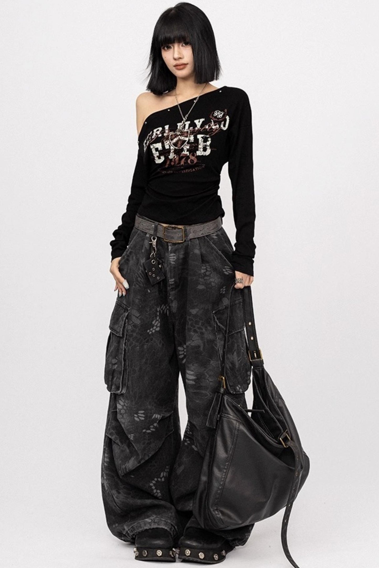 Autumn Spice Slim Black Long Sleeve Top