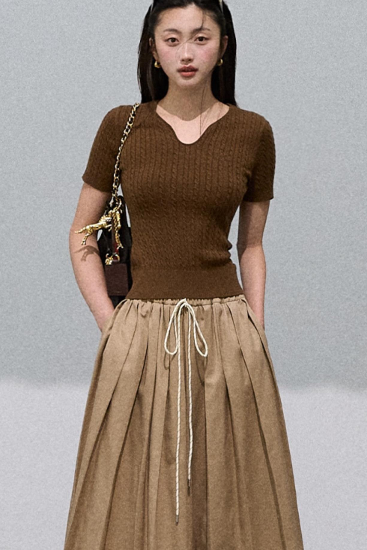 Soft Wool V-Neck Knit Top