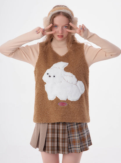 american retro rabbit sweater coat