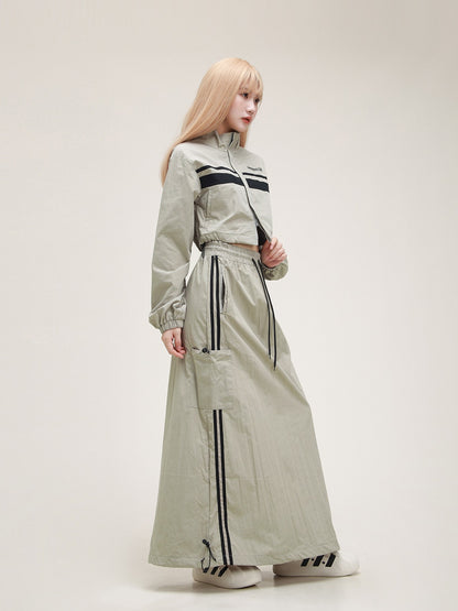 American Sportswear Crop Jacket Skirt Set-up