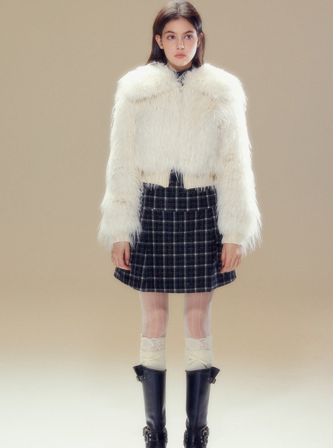 A-line bow wool skirt