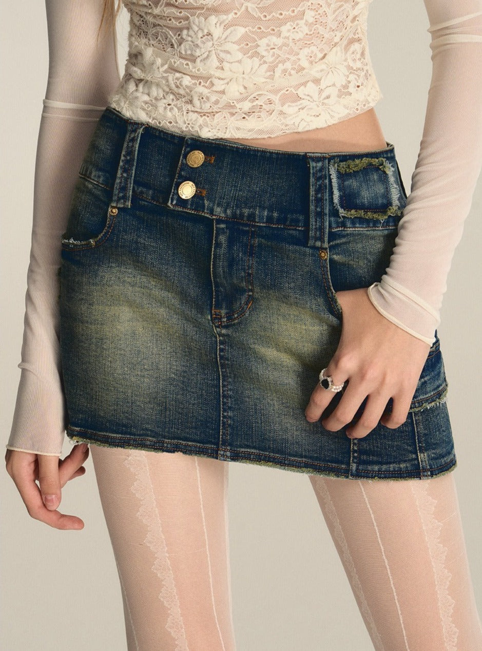 Vintage H-Denim low Waist Short Skirt