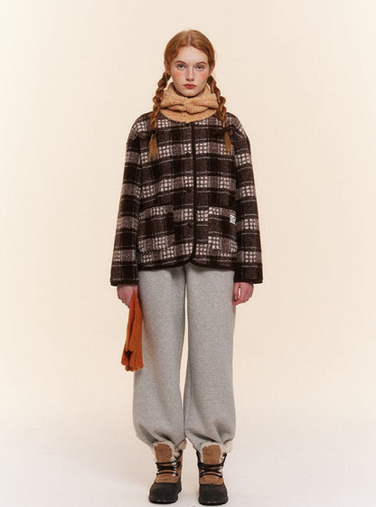 Plaid Lamb Wool Coat