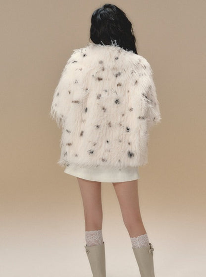 wool top long fur jacket