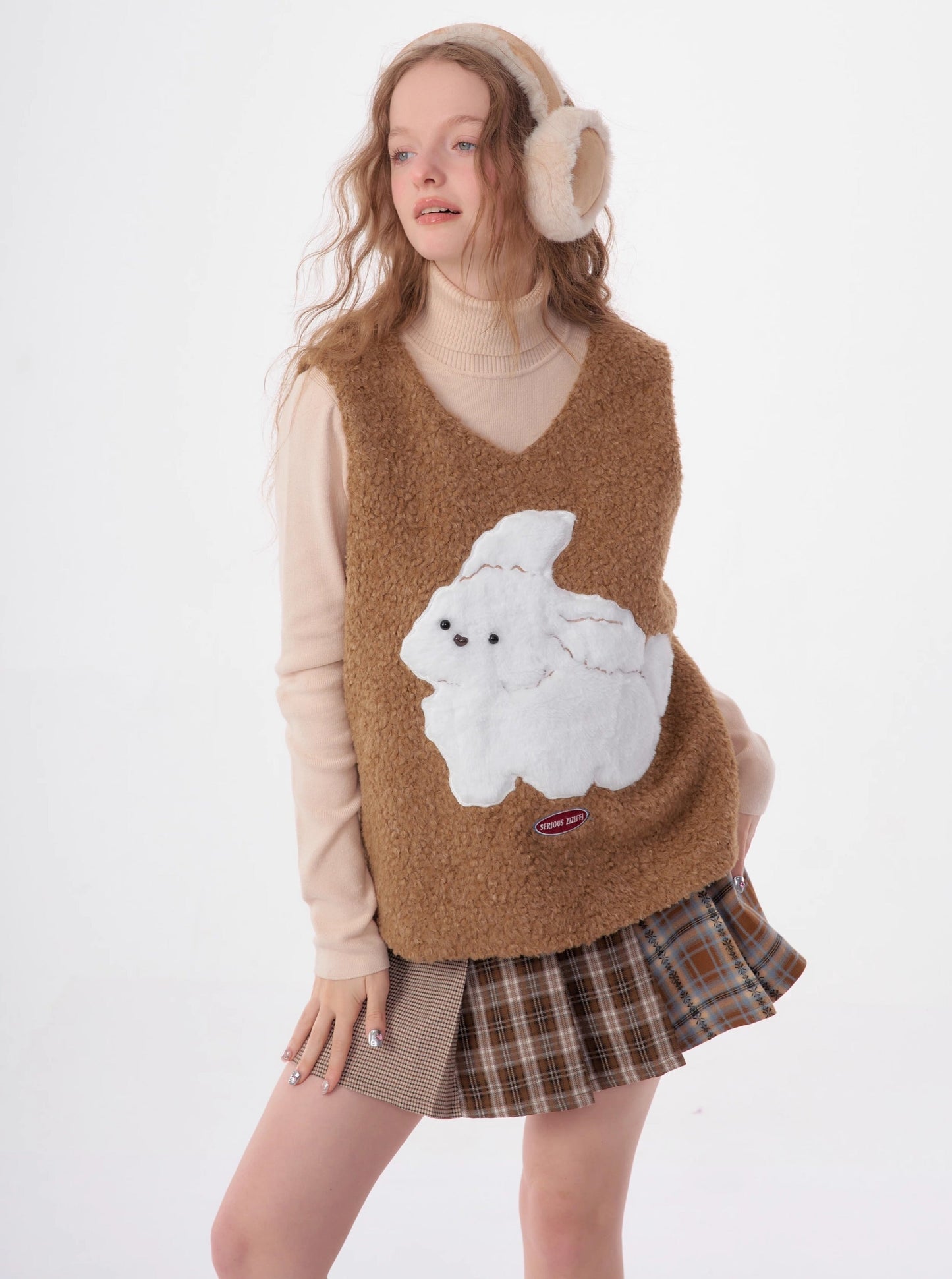 american retro rabbit sweater coat