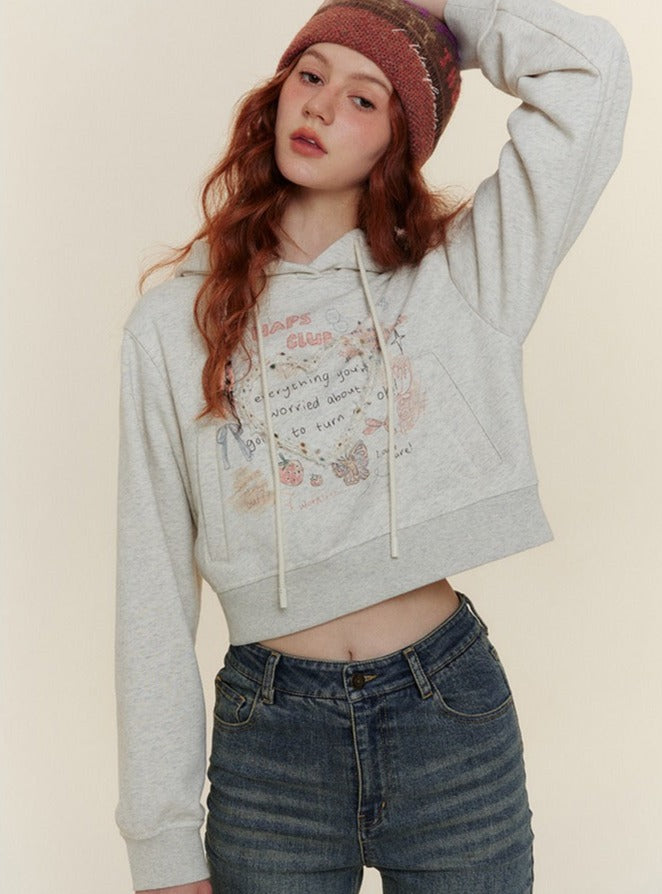 AMERICAN CROPPED HOODED SWEATSHIRT