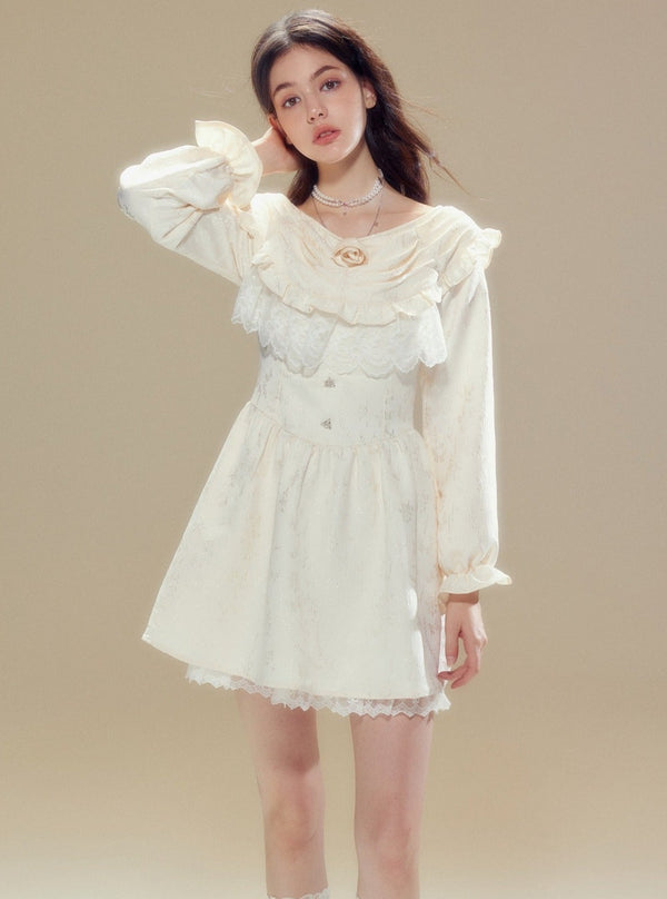 Waist butterfly jacquard dress