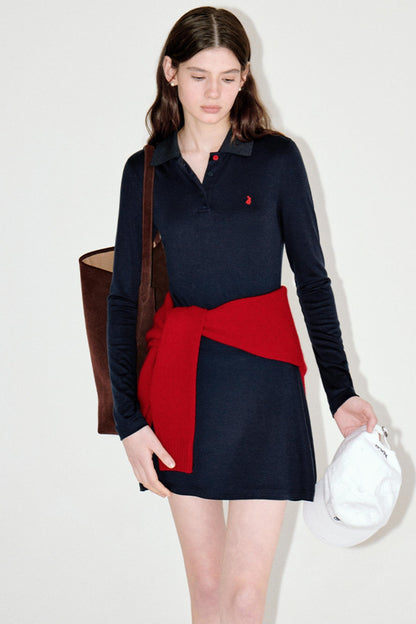 Slim Contrast Long Sleeve Dress