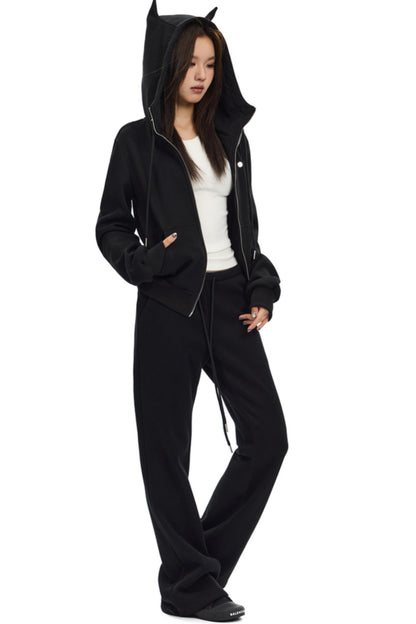 Double Zipper Short Hooded Jacket