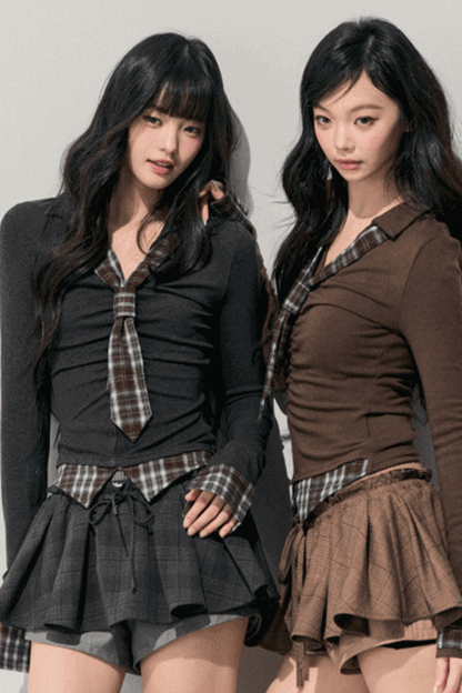 Plaid V-Neck Winter Top