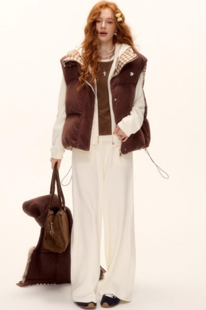 Reversible Plaid Lace Vest