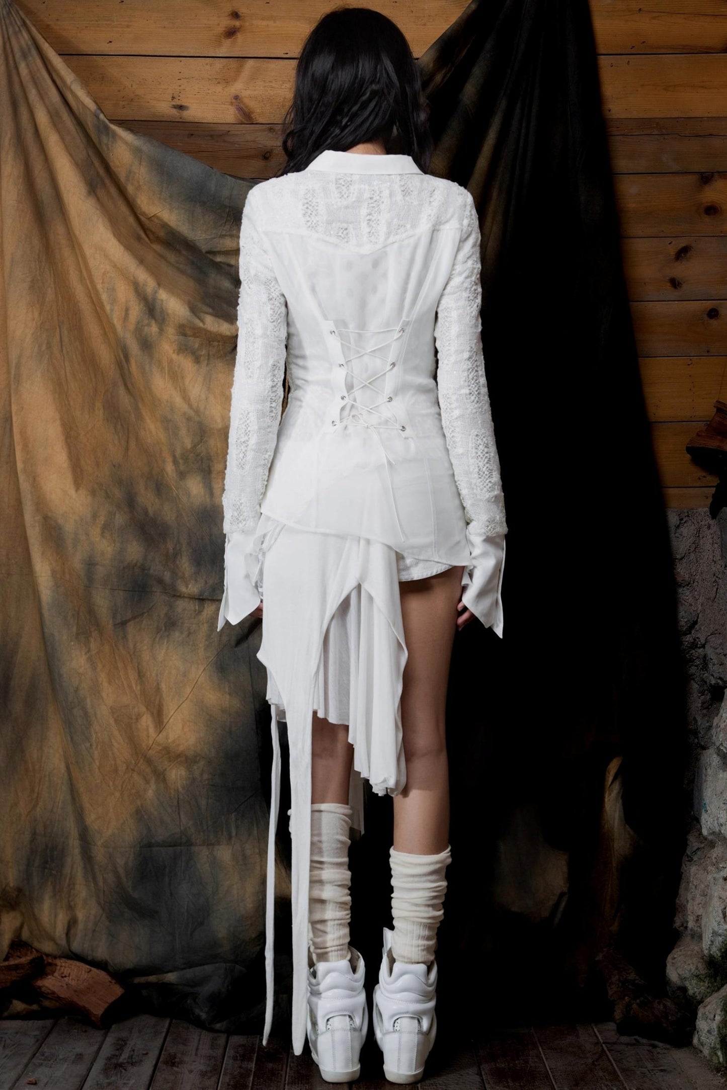 Vintage Ruffled Two-Tone Cardigan