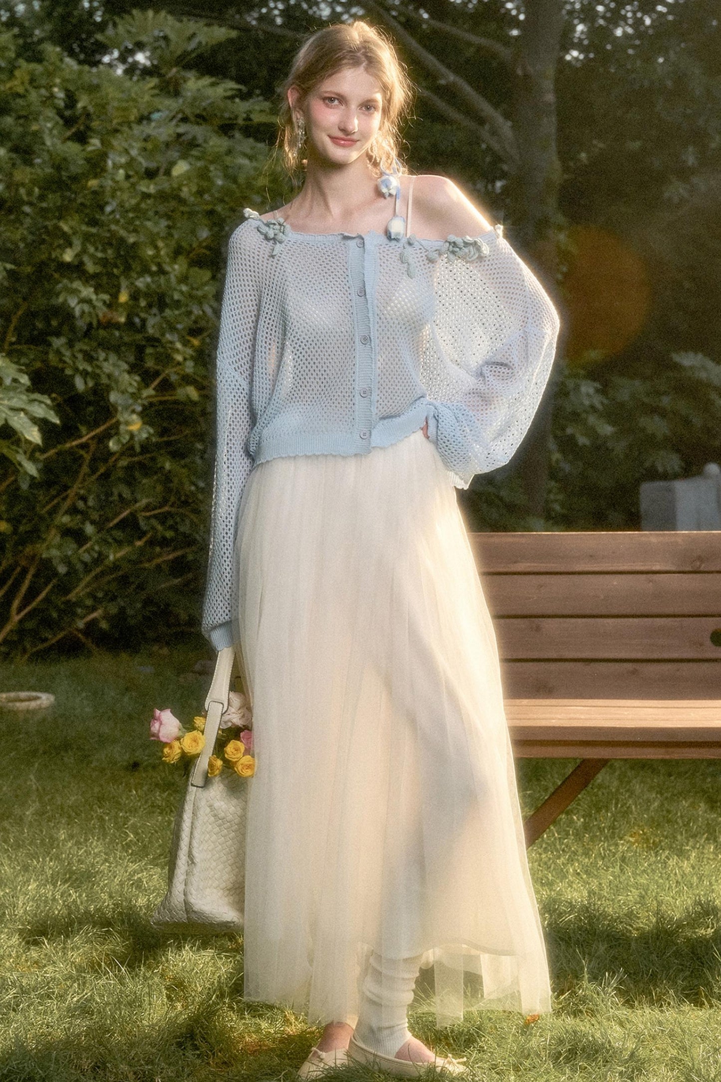 Galaxy Ice Silk Hollow Cardigan