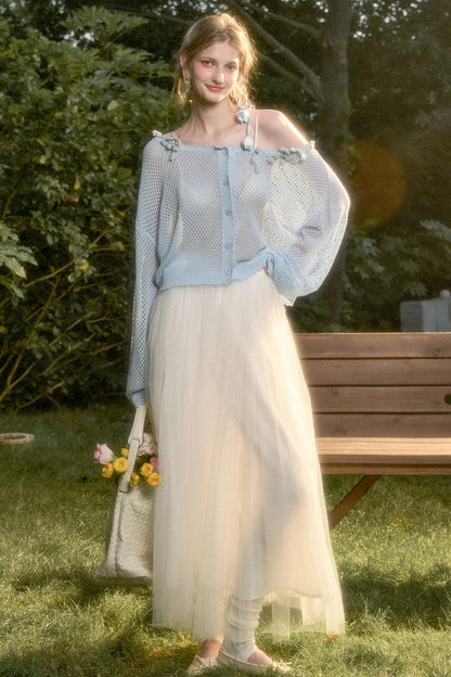 Galaxy Ice Silk Hollow Cardigan