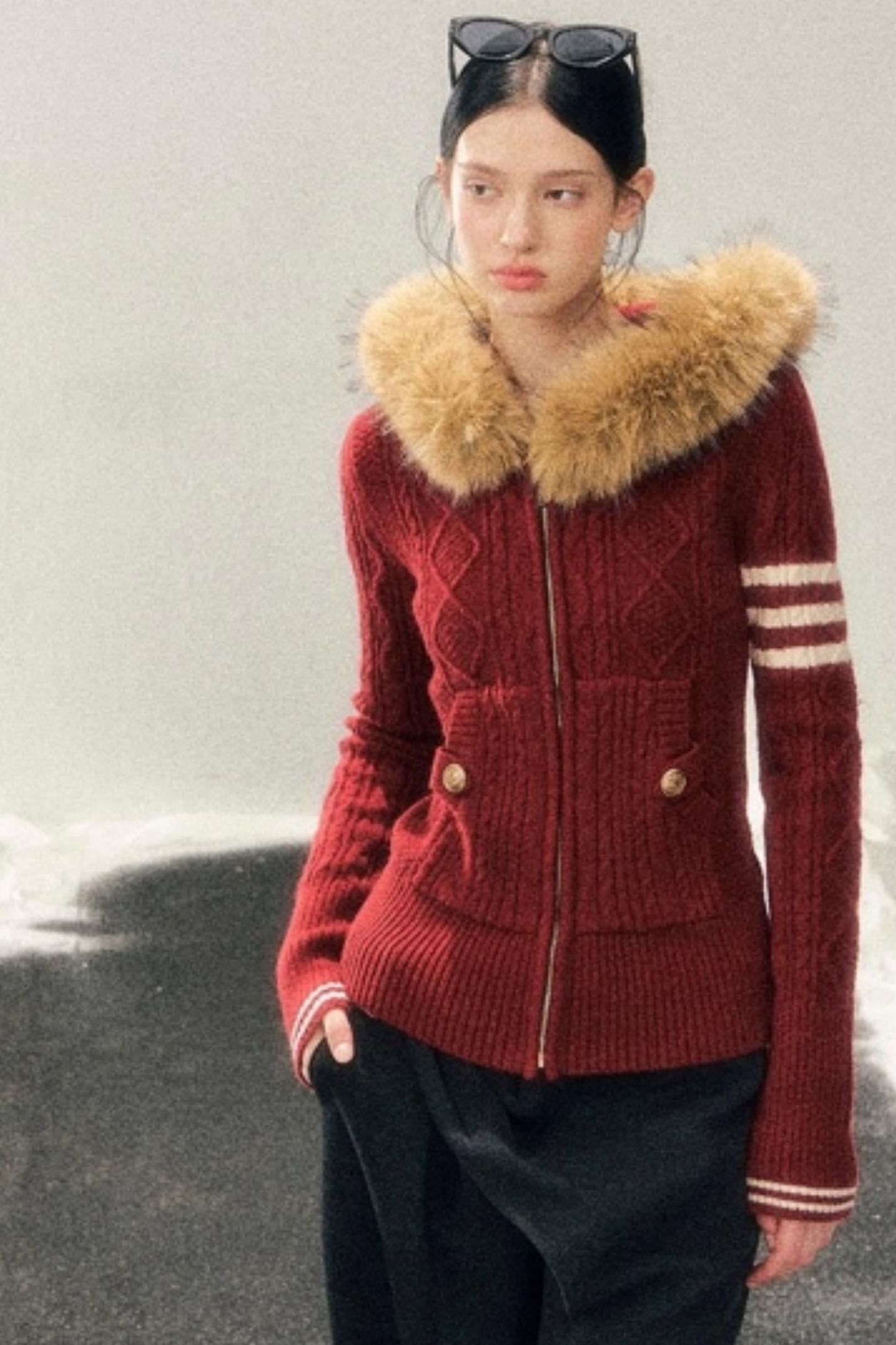 Winter Hooded Knit Sweater