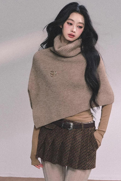 Maple Leaf Knit Sweater Cape Set-Up