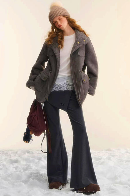 Reversible Lamb Wool Biker Jacket