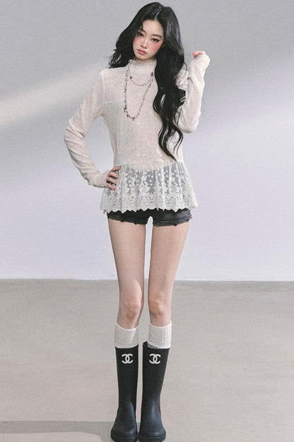 Pure Hollow Lace Top