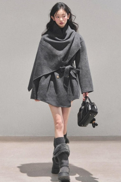 Winter Plaid Wool Coat