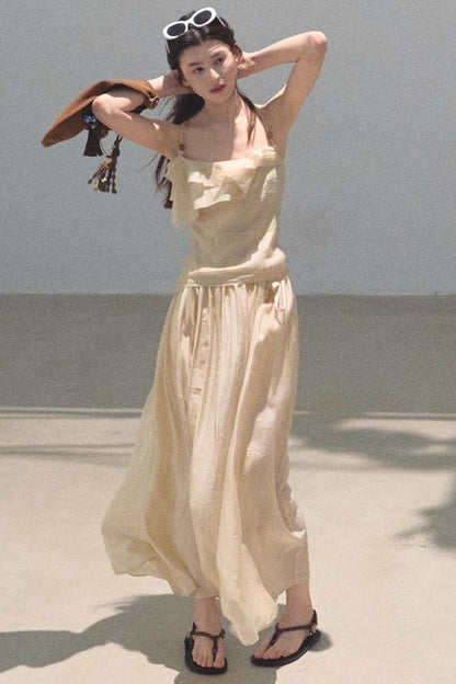 Summer Ruffled Camisole Skirt Set-Up