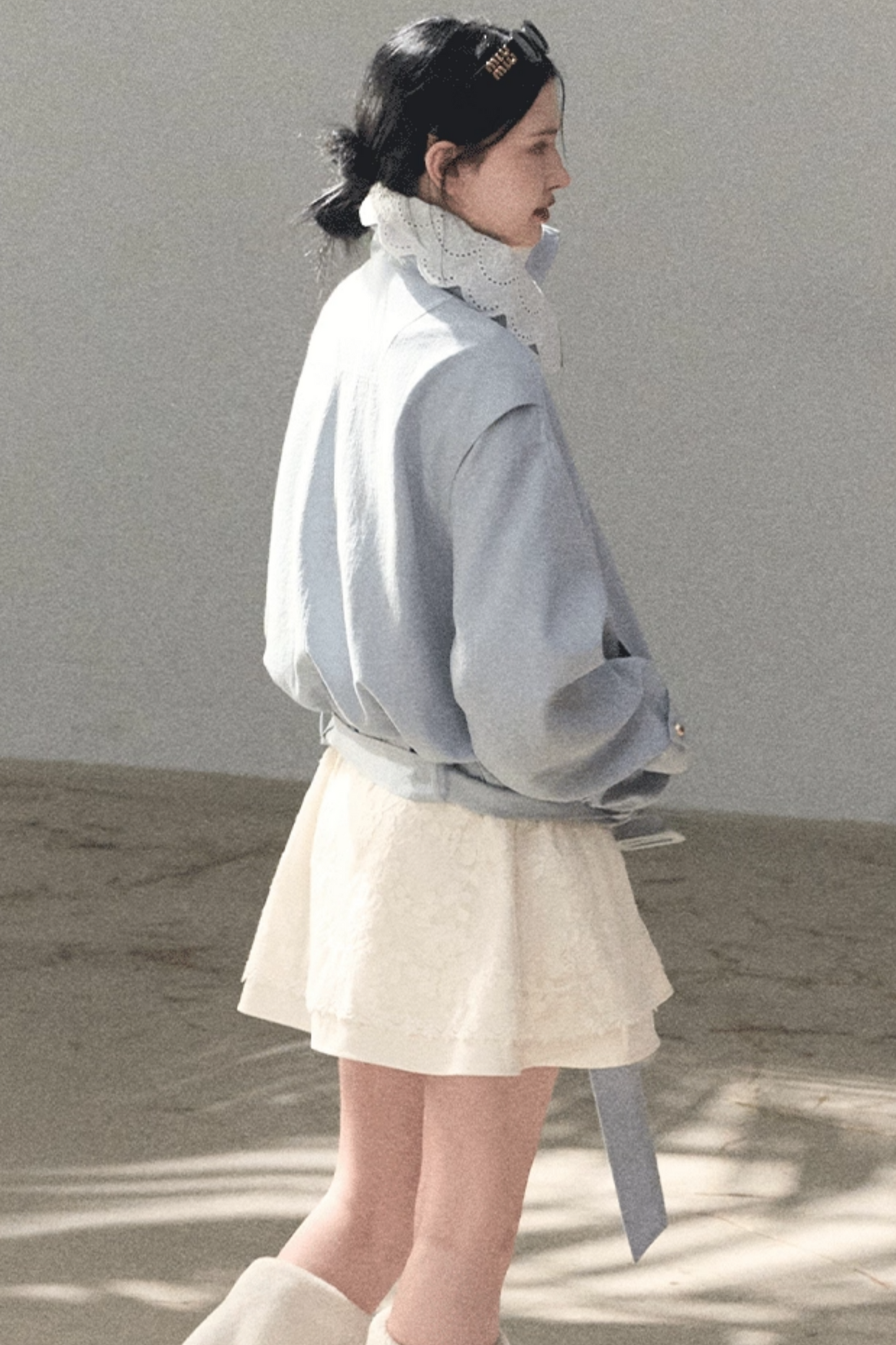 Wool Blend Embossed Floral Dress