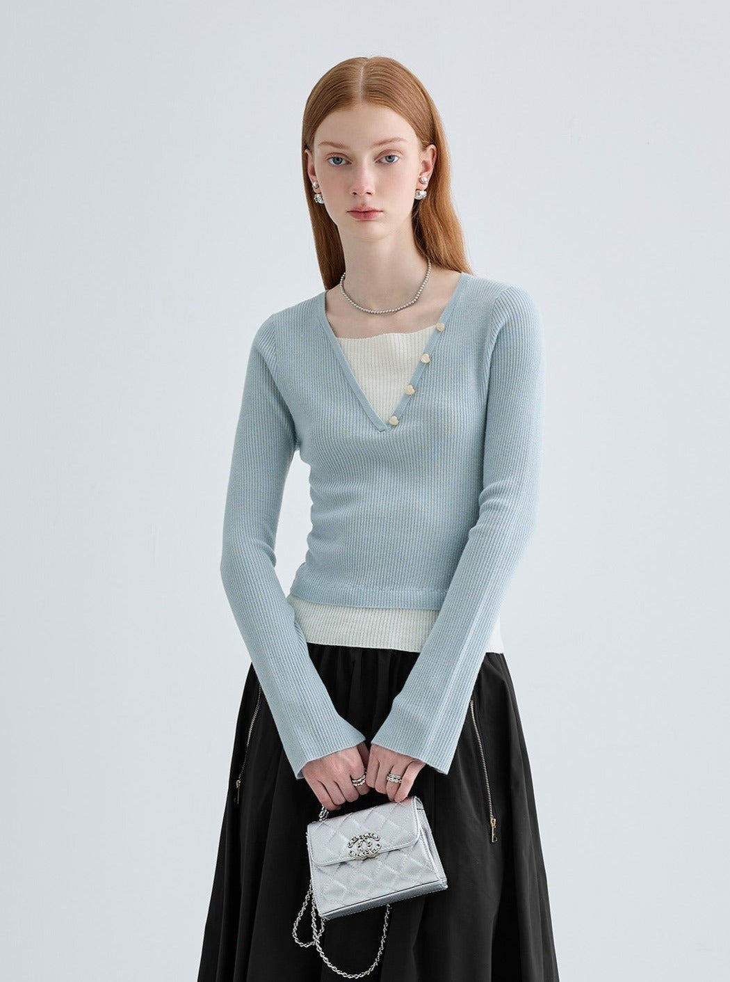 temperament slim long sleeve base top