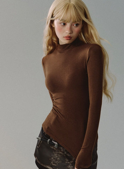 solid color slim breathable turtleneck tops