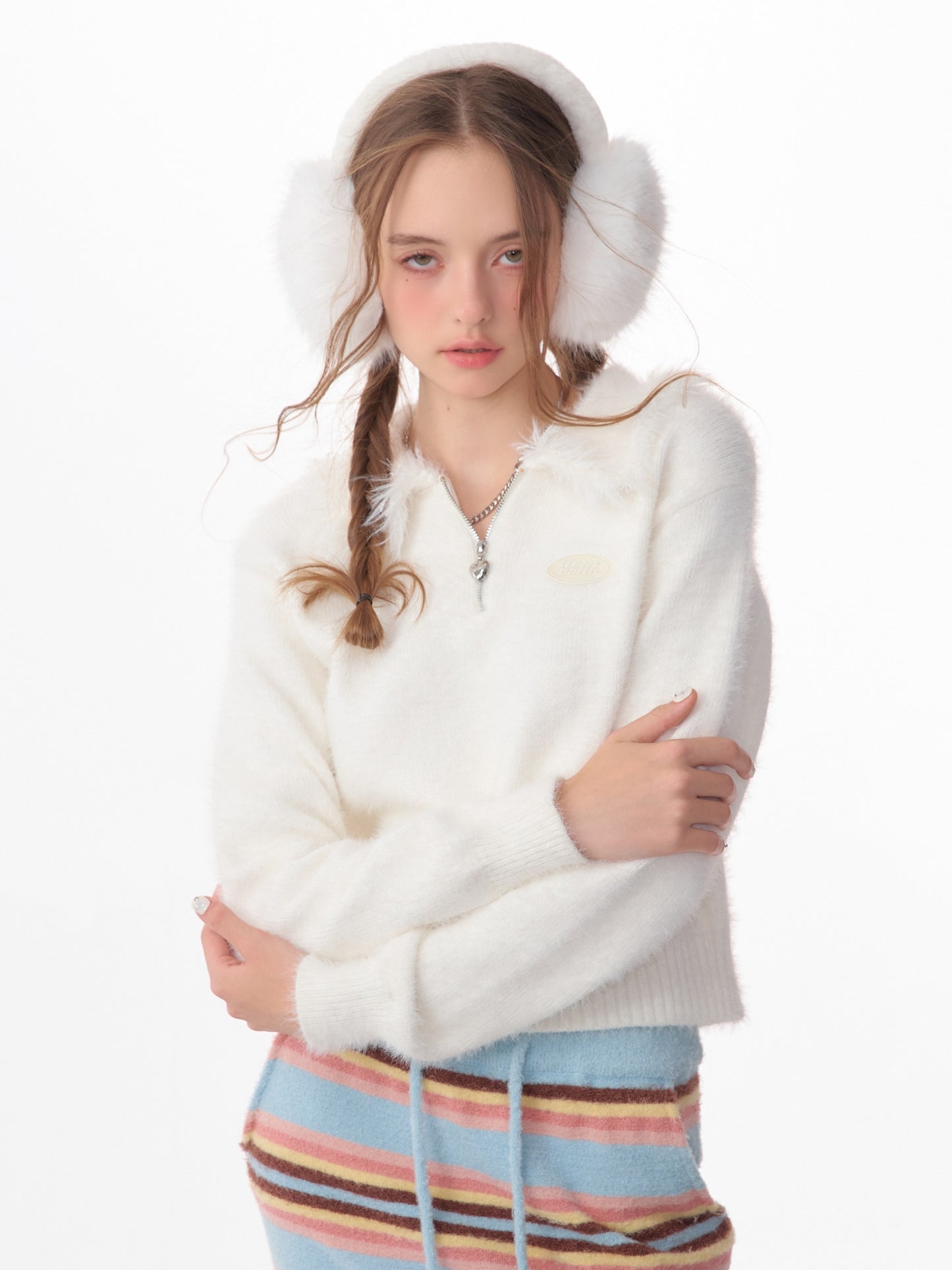 American thick wool polo collar sweater