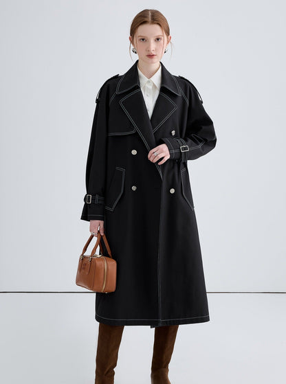 British style topstitched high-end black jacket