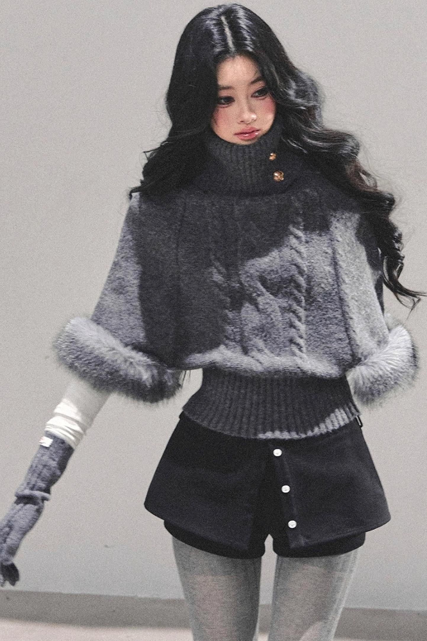Korean Mohair Turtleneck Sweater