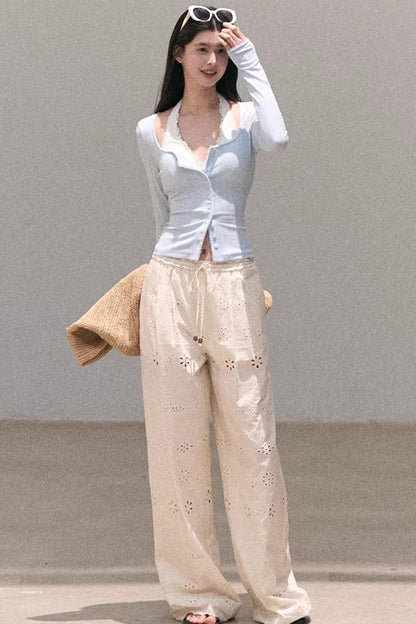 Lace-Trimmed Halter Camisole