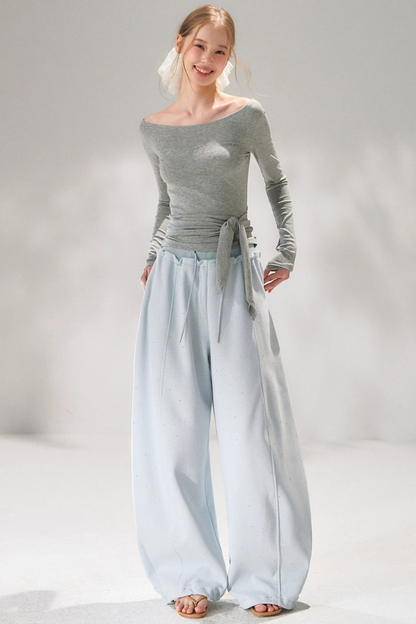 Rhinestone Embellished One-Shoulder Top